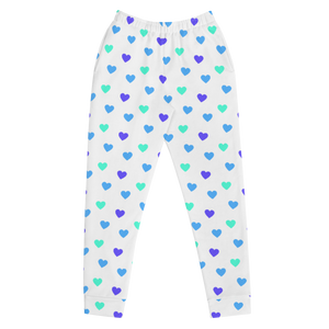 Open image in slideshow, maillot.co | Heart Print Jogger Sweatpants - White/Blue
