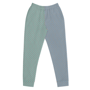 Open image in slideshow, maillot.co | Polka Dot Heart Print Jogger Sweatpants - Two Toned Grey/Blue/Green
