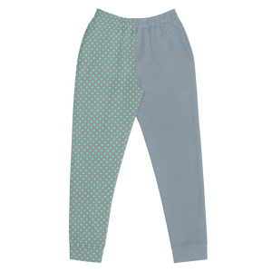 maillot.co | Polka Dot Heart Print Jogger Sweatpants - Two Toned Grey/Blue/Green