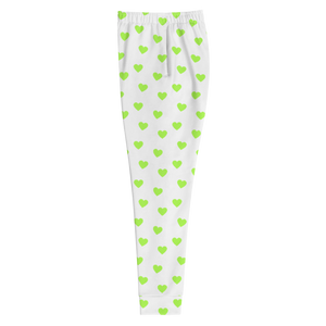 maillot.co | Heart Print Jogger Sweatpants - White/Lime Green