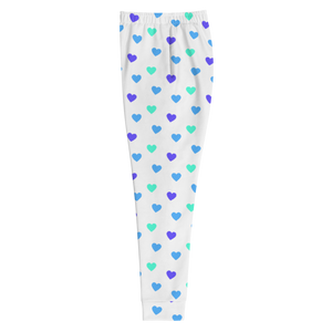 maillot.co | Heart Print Jogger Sweatpants - White/Blue