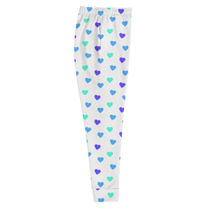 maillot.co | Heart Print Jogger Sweatpants - White/Blue