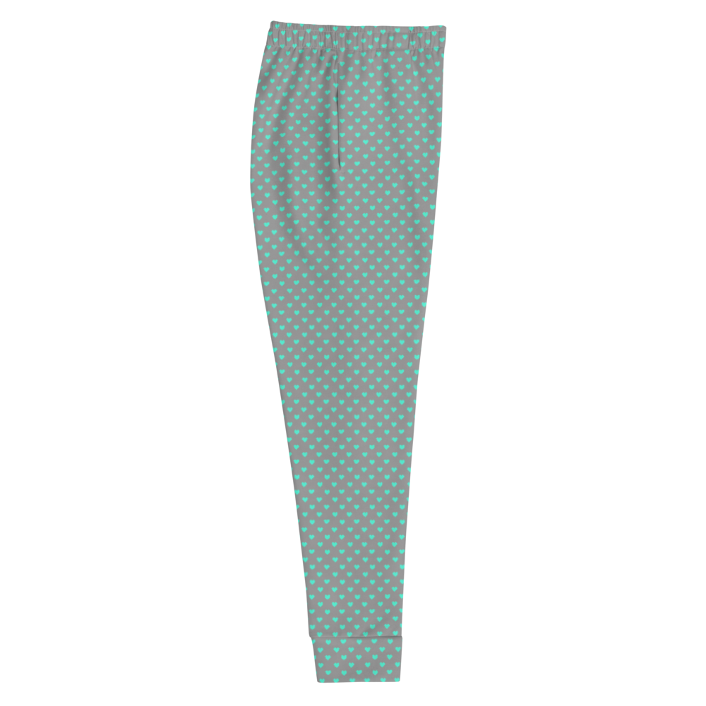 maillot.co | Polka Dot Heart Print Jogger Sweatpants - Two Toned Grey/Blue/Green