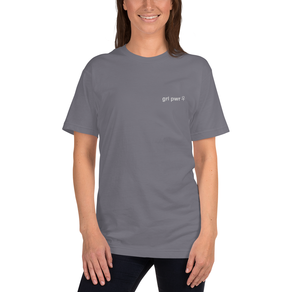 maillot.co | Girl Power Embroidered Tee - Grey | on model