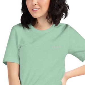 maillot.co | Girl Power Embroidered Crew Neck Tee - Mint Green | on model