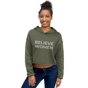 maillot.co | Believe Women Raw Cropped Hoodie - Olive Green