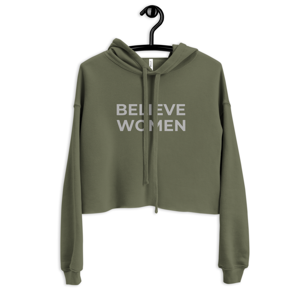 maillot.co | Believe Women Raw Cropped Hoodie - Olive Green