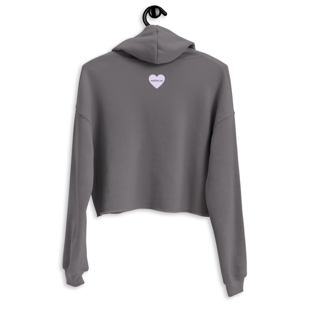 maillot.co | Believe Women Cropped Hoodie - Charcoal | back view on hanger