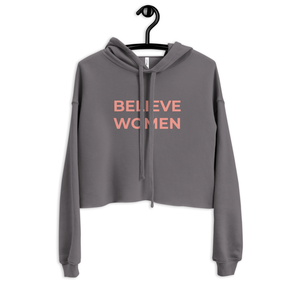 maillot.co | Believe Women Cropped Hoodie - Charcoal | on hanger