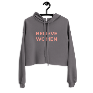 maillot.co | Believe Women Cropped Hoodie - Charcoal | on hanger